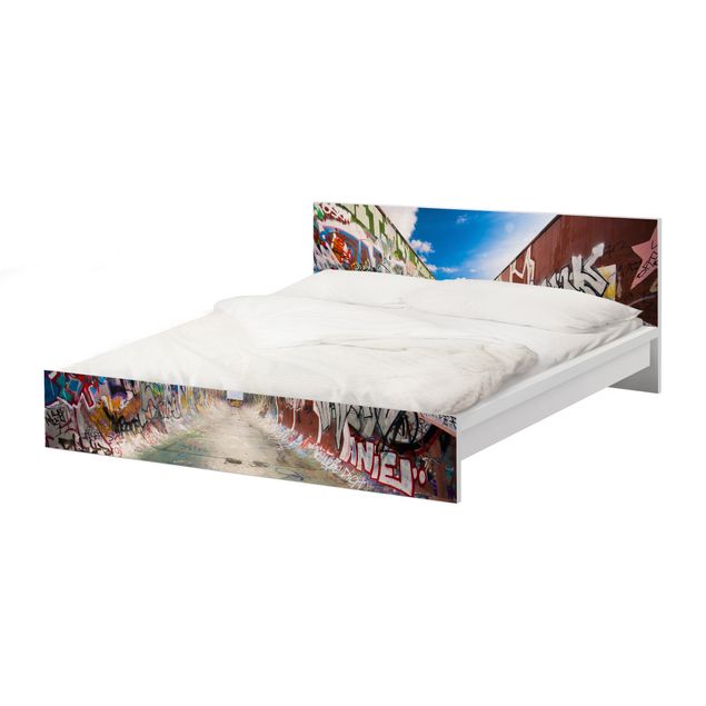 Möbelfolie für IKEA Malm Bett niedrig 180x200cm - Klebefolie Skate Graffiti