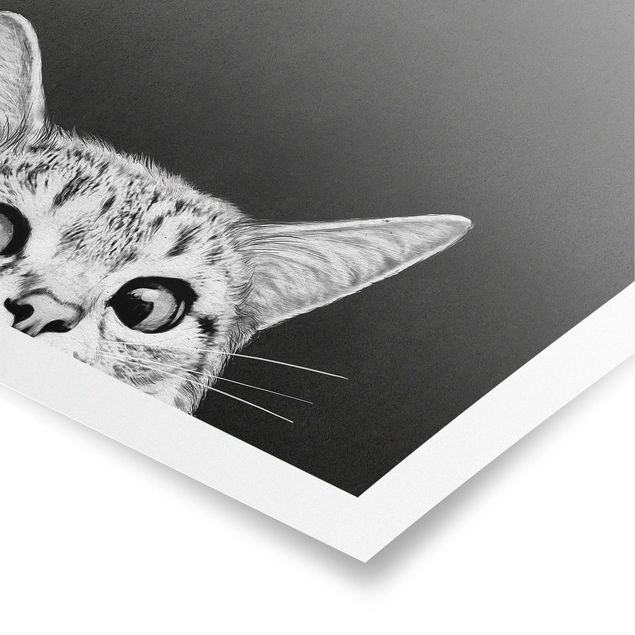 Wandbilder Schwarz Illustration Katze Schwarz Weiß Zeichnung
