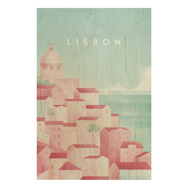 Holzbild Natur Reiseposter - Lissabon