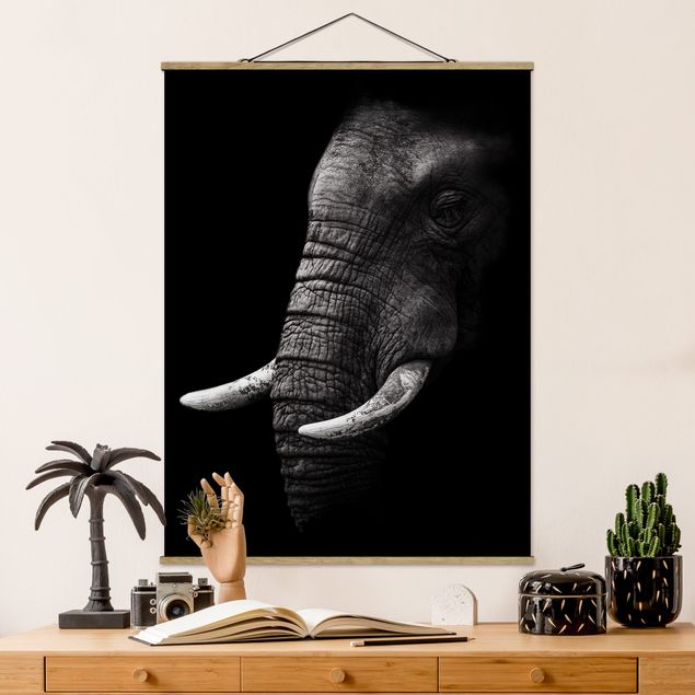 Wanddeko Küche Dunkles Elefanten Portrait
