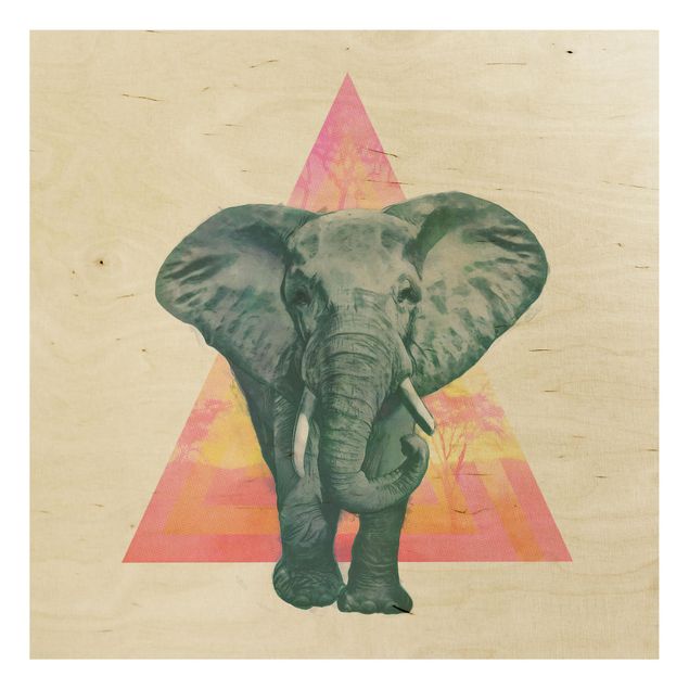 schöne Bilder Illustration Elefant vor Dreieck Malerei