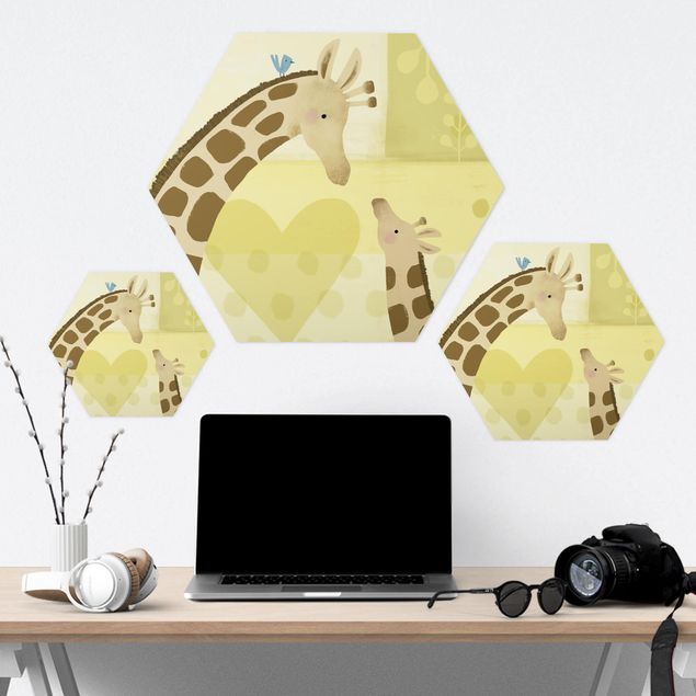 Bilder Hexagon Mama und ich - Giraffen