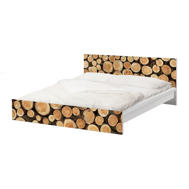 Möbelfolie für IKEA Malm Bett niedrig 160x200cm - Klebefolie No.YK18 Baumstämme
