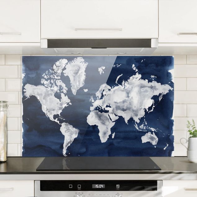 Küche Dekoration Wasser-Weltkarte dunkel