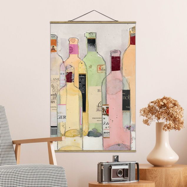 Wanddeko Küche Weinflaschen in Wasserfarbe I