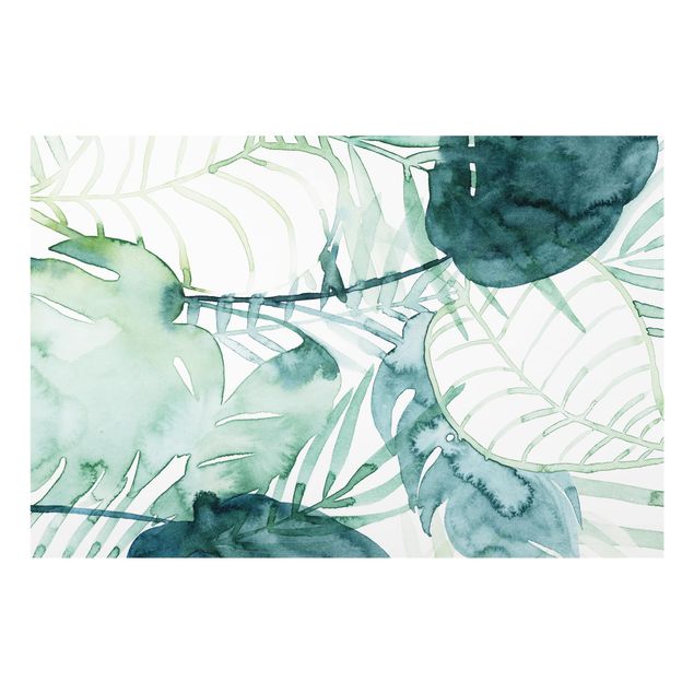 Spritzschutz Küche Glas Palmwedel in Wasserfarbe II