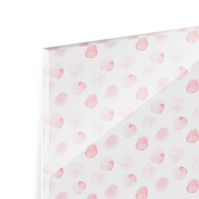 Spritzschutz Glas - Aquarell Punkte Rosa - Panorama