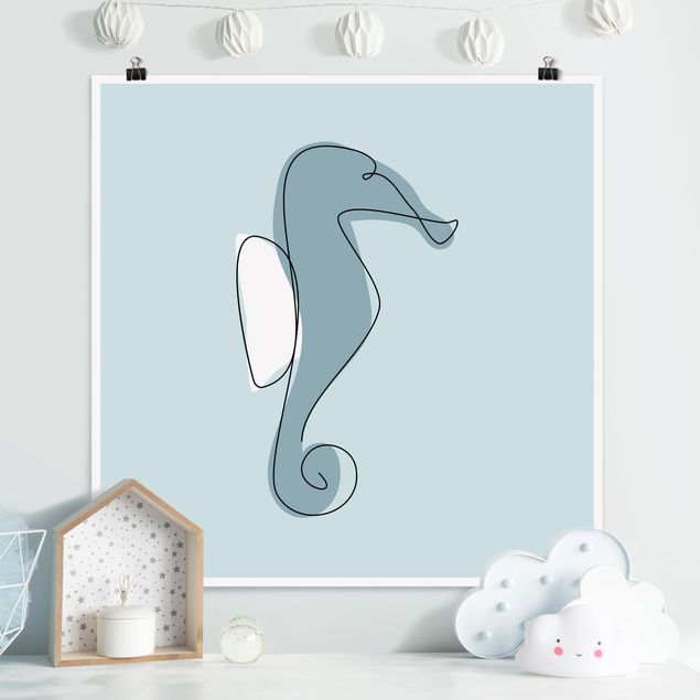 Babyzimmer Deko Seepferdchen Line Art