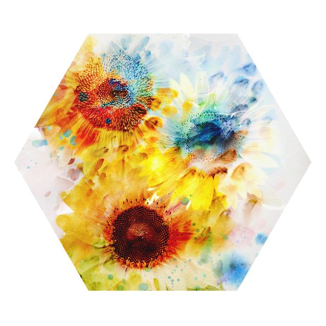 Wandbilder Modern Aquarell Blumen Sonnenblumen