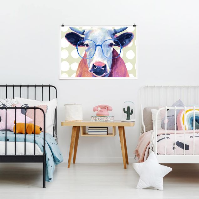 Wandbilder Modern Bebrillte Tiere - Kuh