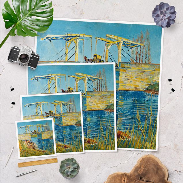 Wandbilder Kunstdrucke Vincent van Gogh - Zugbrücke in Arles