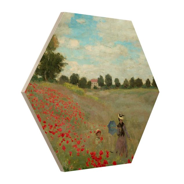 Holzbilder Blumen Claude Monet - Mohnfeld bei Argenteuil