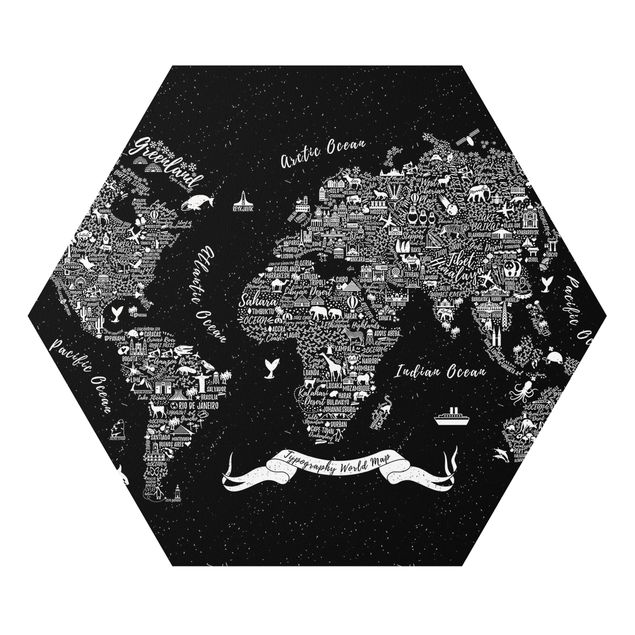 Forex Bilder Typografie Weltkarte schwarz
