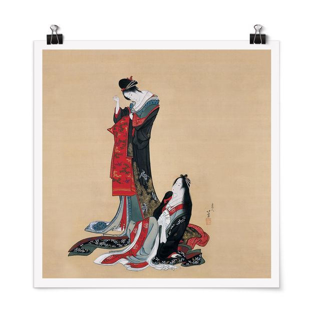 Kunstdrucke Poster Katsushika Hokusai - Zwei Kurtisanen
