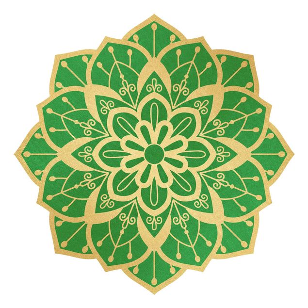 Mandala Wandtattoo Mandala Blüte Muster gold grün