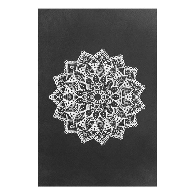 Wandbilder Schwarz-Weiß Mandala Illustration Ornament weiß schwarz