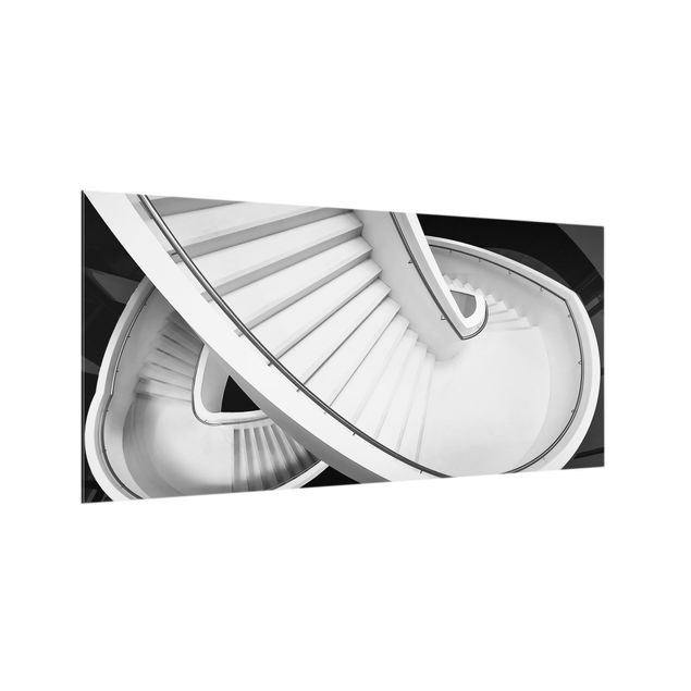 Spritzschutz Glas - Schwarz Weiße Treppenarchitektur - Querformat 2:1