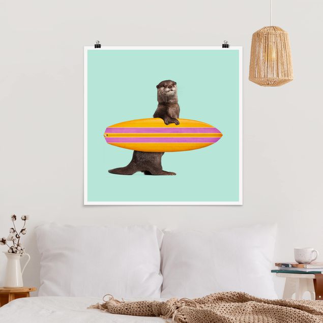 Deko Kinderzimmer Otter mit Surfbrett