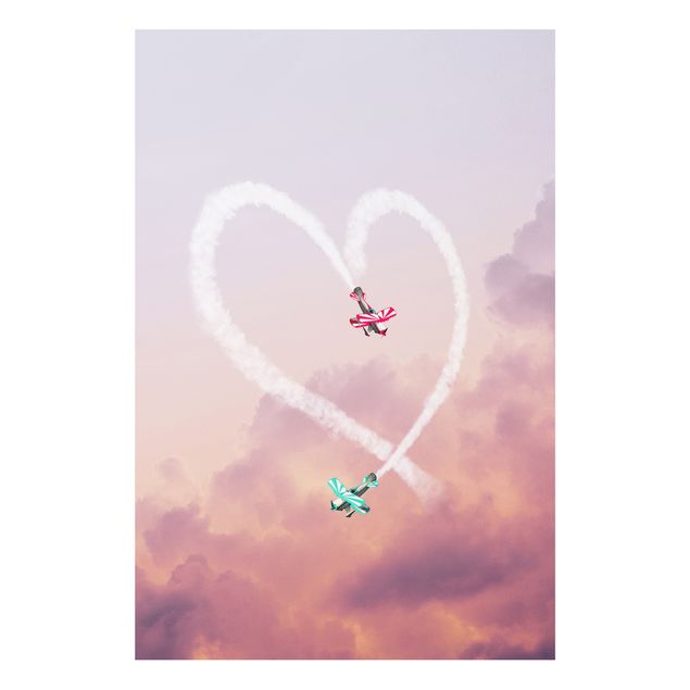 Wandbilder Kunstdrucke Herz mit Flugzeugen