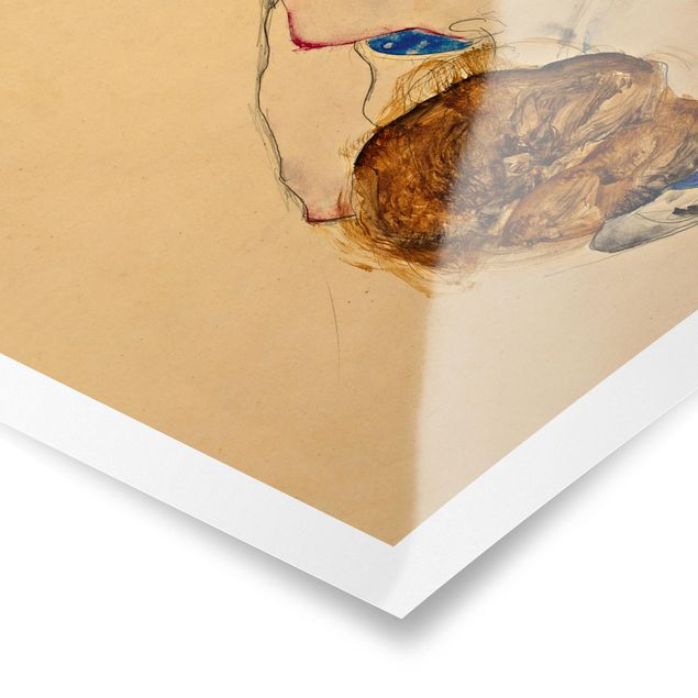 Wandbilder Portrait Egon Schiele - Nach vorne gebeugter Akt