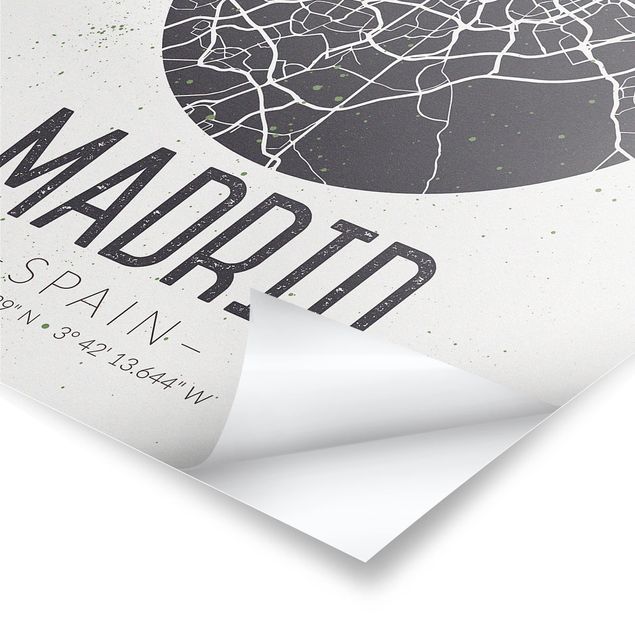 schöne Bilder Stadtplan Madrid - Retro