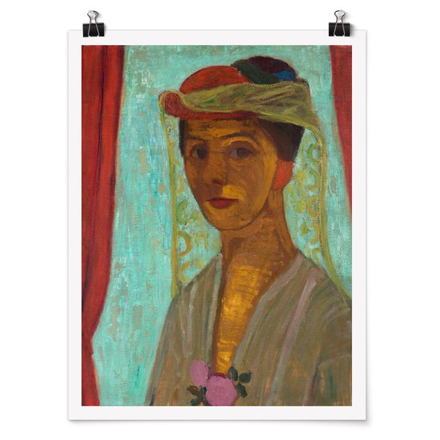 Poster Kunstdruck Paula Modersohn-Becker - Selbstbildnis mit Hut