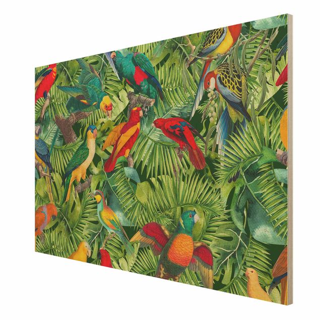 Andrea Haase Bilder Bunte Collage - Papageien im Dschungel