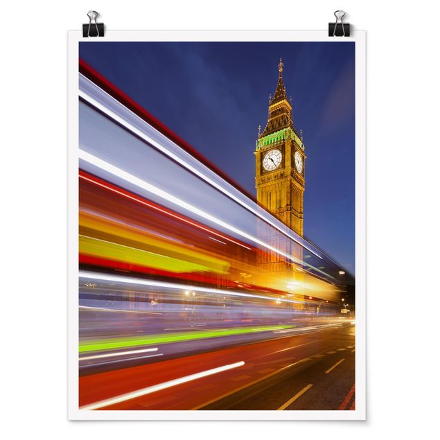 Wandbilder Architektur & Skyline Verkehr In London am Big Ben bei Nacht
