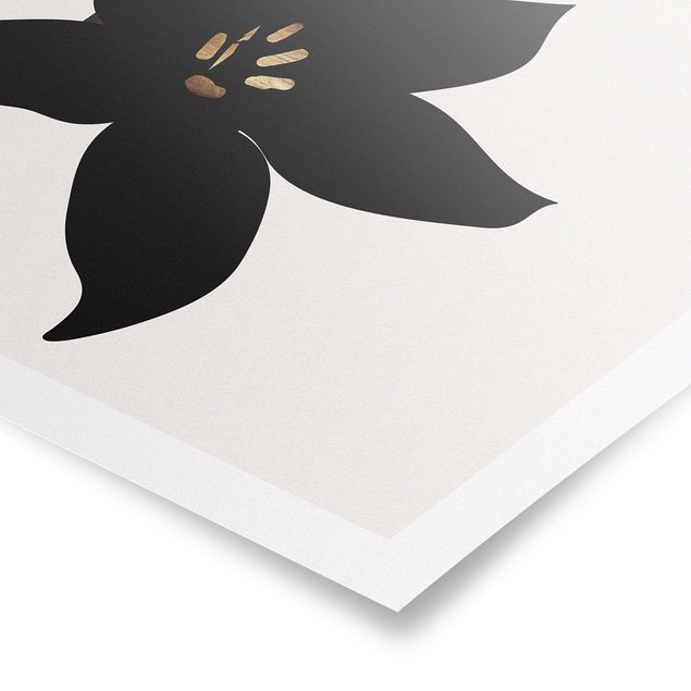 Kunstdrucke Poster Grafische Pflanzenwelt - Orchidee Schwarz und Gold
