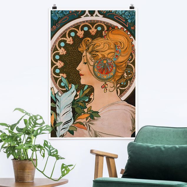 Wandbilder Art Deco Alfons Mucha - Die Feder