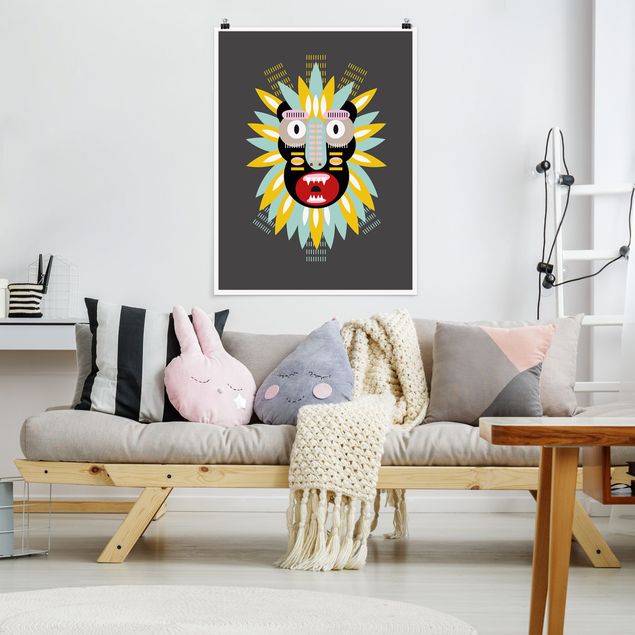Poster Kunstdruck Collage Ethno Maske - King Kong