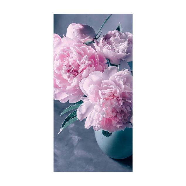 Teppich modern Vase mit Rosa Pfingstrosen Shabby