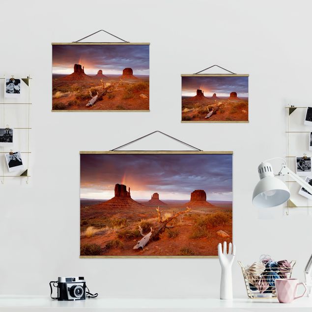Wandbilder Orange Monument Valley bei Sonnenuntergang