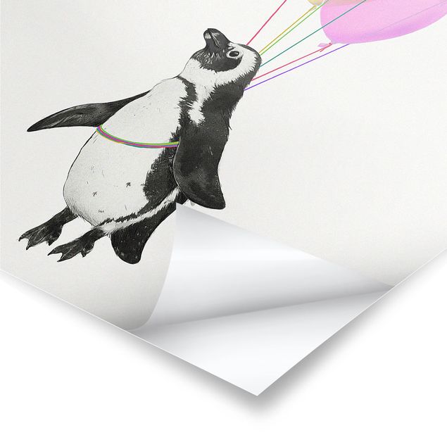 Bilder Illustration Pinguin Pastell Luftballons