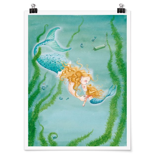Natur Poster Matilda die kleine Meerjungfrau - Die Königin küsst Matilda