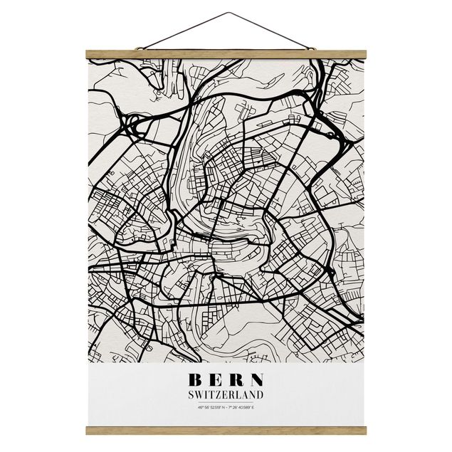 Wandbilder Weltkarten Stadtplan Bern - Klassik