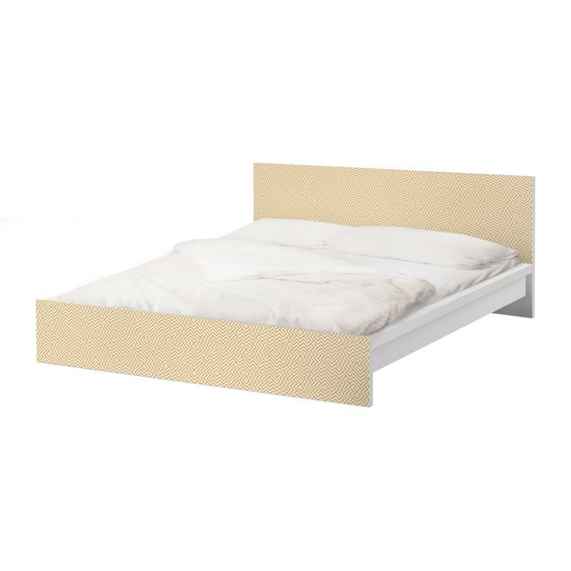 Möbelfolie für IKEA Malm Bett niedrig 140x200cm - Klebefolie Geometrisches Musterdesign Gelb