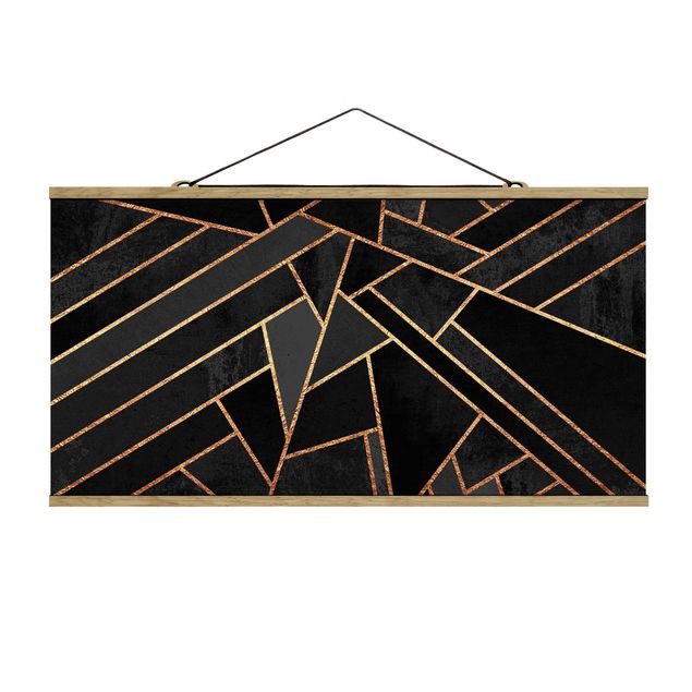 Wandbilder Abstrakt Schwarze Dreiecke Gold