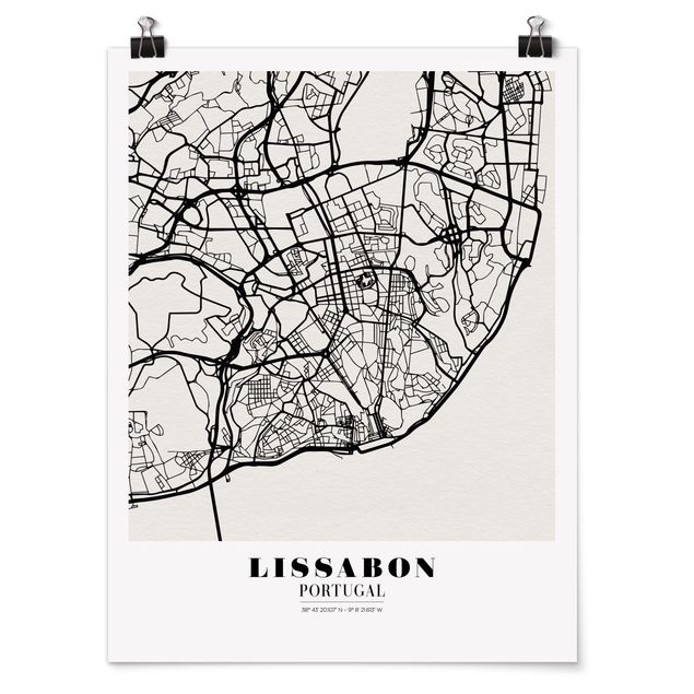 Spruch Poster Stadtplan Lissabon - Klassik