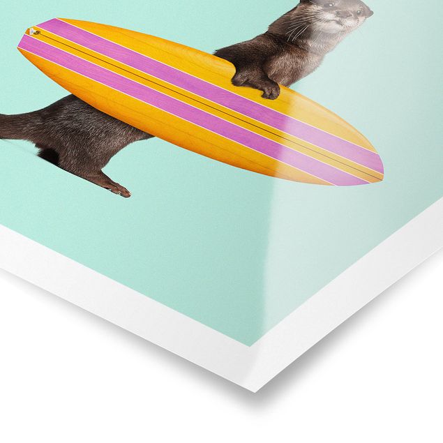 Wandbilder Meer Otter mit Surfbrett