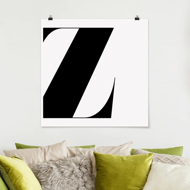 Poster schwarz-weiß Antiqua Letter Z