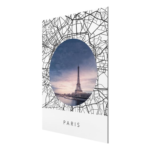 Wandbilder Architektur & Skyline Stadtplan Collage Paris