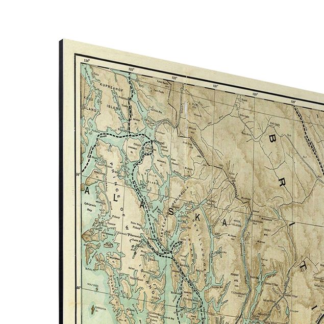 Wandbilder Bunt Vintage Karte British Columbia