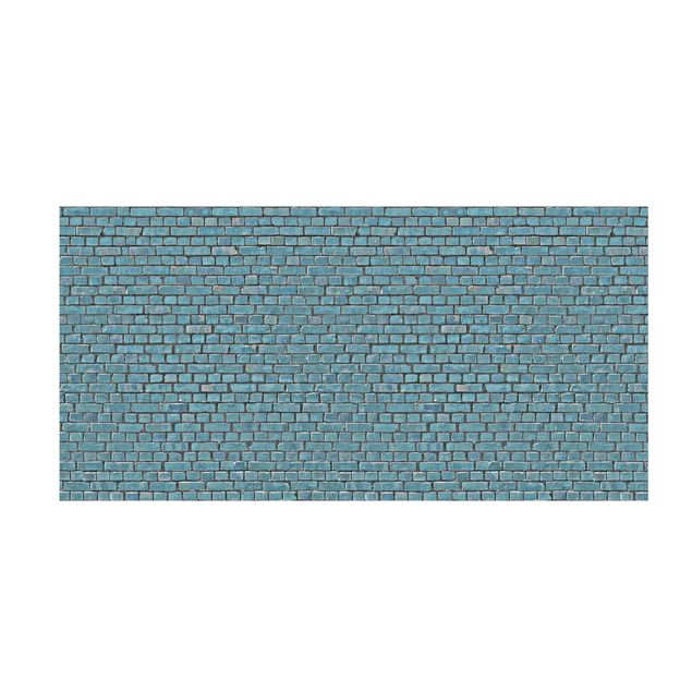 Moderner Teppich Backstein Ziegeltapete Türkis Blau