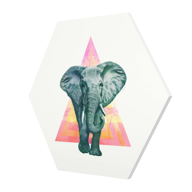 Wandbilder Bunt Illustration Elefant vor Dreieck Malerei