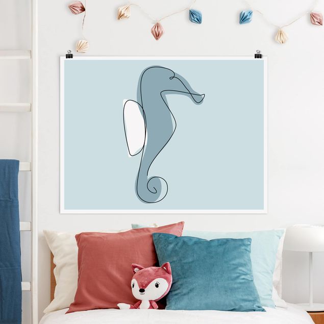 Babyzimmer Deko Seepferdchen Line Art