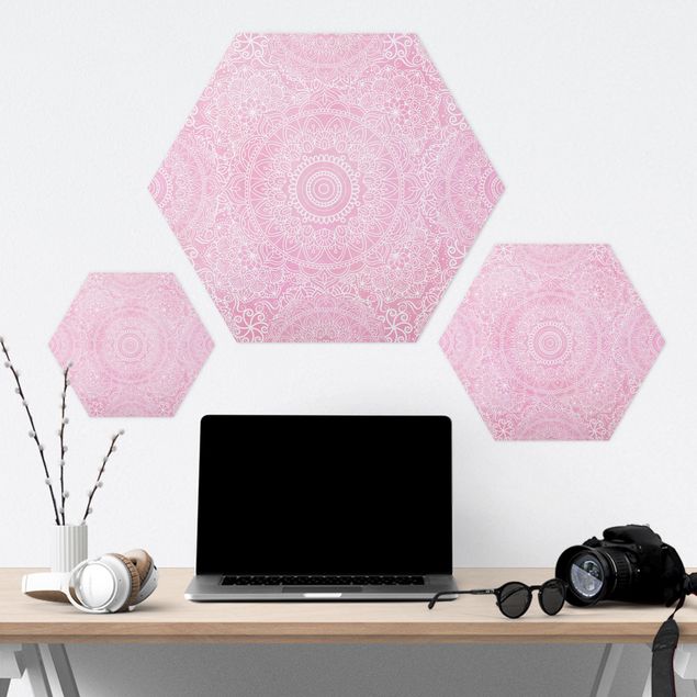 Hexagon Bilder Muster Mandala Rosa