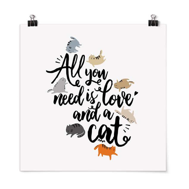 Poster mit Sprüchen All you need is love and a cat