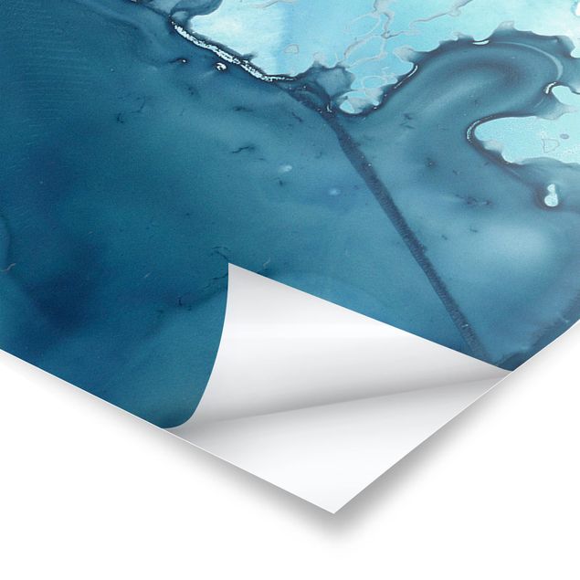 Poster bestellen Welle Aquarell Blau I
