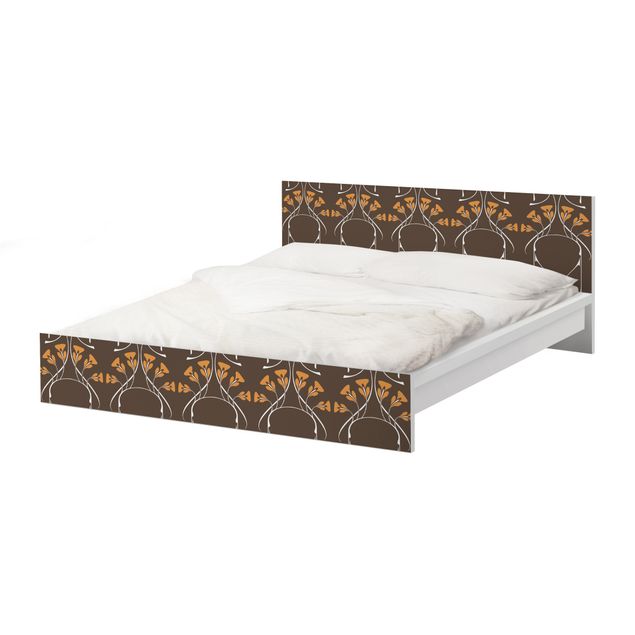 Möbelfolie für IKEA Malm Bett niedrig 140x200cm - Klebefolie Verschlungene Herbstblätter